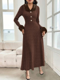 Fur Collar Patchwork Long Sleeve Maxi Dress GZJF-10209