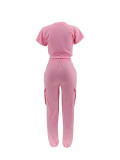 Solid Color Casual Tops Two Piece Pants Set ZDF-31356