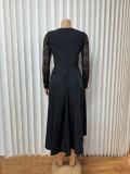 Square Neck Long Sleeve Midi Dress GMYU-8420