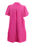 Solid Color Puff-sleeve Casual Dress ZDF-31360