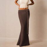 Sexy Solid Color Knits Long Skirt GZJF-6636