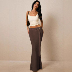 Sexy Solid Color Knits Long Skirt GZJF-6636