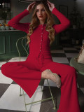 Sport Long Sleeve Single-breasted Two Piece Pants Set GZJF-1421