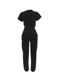 Solid Color Casual Tops Two Piece Pants Set ZDF-31356