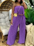 Solid Color Wrap Chest Press Palted Pants Suit ZDF-31339