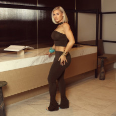 Solid Color Wrap Chest Top Two Piece Pants Set GDSF-D25ST541