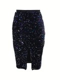 Fashion Sequin Slim Half Body Skirts ZDF-31388