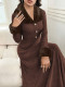 Fur Collar Patchwork Long Sleeve Maxi Dress GZJF-10209