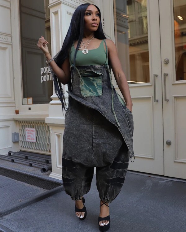 Fashion Denim Loose Wide Leg Jumpsuit WXHY-XHY4071