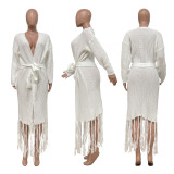 Solid Color Tassel Sweater Coats TR-1220