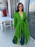 Solid Color Tassel Sweater Coats TR-1220