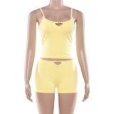 Solid Color Sling Vest Two Piece Shorts Set GZJQ-K25S90385