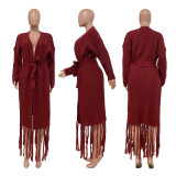 Solid Color Tassel Sweater Coats TR-1220