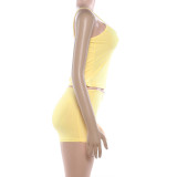 Solid Color Sling Vest Two Piece Shorts Set GZJQ-K25S90385