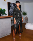 Solid Color Tassel Sequin Coats TR-1215