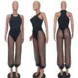 Sleeveless Tank Tops+Mesh Pants 2 Piece Set YD-1123