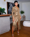 Solid Color Tassel Sequin Coats TR-1215
