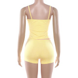 Solid Color Sling Vest Two Piece Shorts Set GZJQ-K25S90385