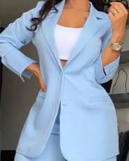Plus Size Solid Color Lapel Blazer Two Piece Pants Set GYJY-YW0278