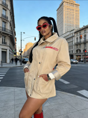 Fashion Letter Print Trench Coat GFCF-1260