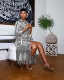 Solid Color Tassel Sequin Coats TR-1215