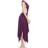 Solid Color Sleeveless V Neck Backless Maxi Dress GZJQ-K25D91005