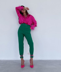 Feather Long Sleeve Solid Shirt SHD-9957