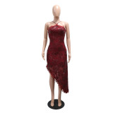 Sleeveless Sequin Irregular Maxi Dress CYA-902186