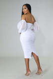 Plus Size Mesh Long Sleeve Midi Dress GHXF-HX0204
