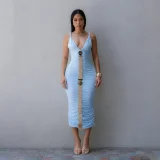 Solid Color Sleeveless Sling Maxi Dress CYA-902006