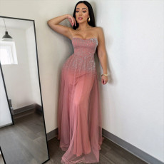 Sexy Hot Drill Tie Up Sling Evening Dress CYA-902059