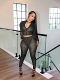 Long Sleeve Zipper Tight Two Piece Pants Set SFY-831