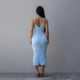 Solid Color Sleeveless Sling Maxi Dress CYA-902006