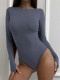 Long Sleeve Tight Solid Bodysuit GZJF-12029