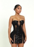 Sexy Hollow Out Sequin Bandage Dress NY-3865