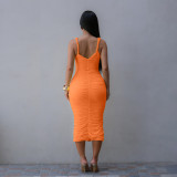Solid Color Sleeveless Sling Maxi Dress CYA-902006