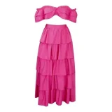 Plus Size Off Shoulder Wrap Chest Two Piece Skirts Set GHXF-HX0185