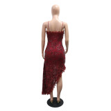 Sleeveless Sequin Irregular Maxi Dress CYA-902186