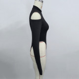 Zipper Off Shoulder Long Sleeve Bodysuit GZJF-12022
