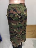 Plus Size Camouflage Print Zipper Long Skirt GHXF-HX0297
