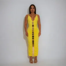 Solid Color Sleeveless Sling Maxi Dress CYA-902006