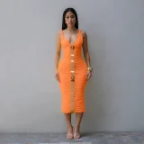 Solid Color Sleeveless Sling Maxi Dress CYA-902006