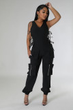 Plus Size Sleeveless V Neck Bandage Jumpsuit GHXF-HX0417