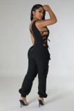 Plus Size Sleeveless V Neck Bandage Jumpsuit GHXF-HX0417