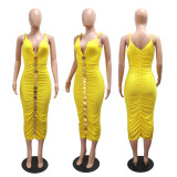 Solid Color Sleeveless Sling Maxi Dress CYA-902006