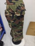 Plus Size Camouflage Print Zipper Long Skirt GHXF-HX0297
