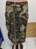 Plus Size Camouflage Print Zipper Long Skirt GHXF-HX0297
