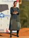 Plus Size Contrast Color Irregular Loose Denim Midi Dress GYLN-7138
