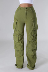 Plus Size Solid Color Multicolor Pockets Pants GHXF-HX0359