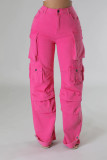 Plus Size Solid Color Multicolor Pockets Pants GHXF-HX0359